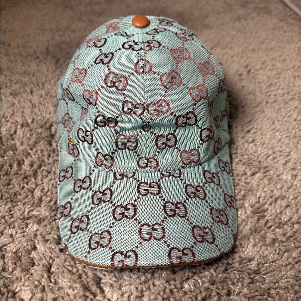 Gucci Light Blue and Brown GG Pattern Cap